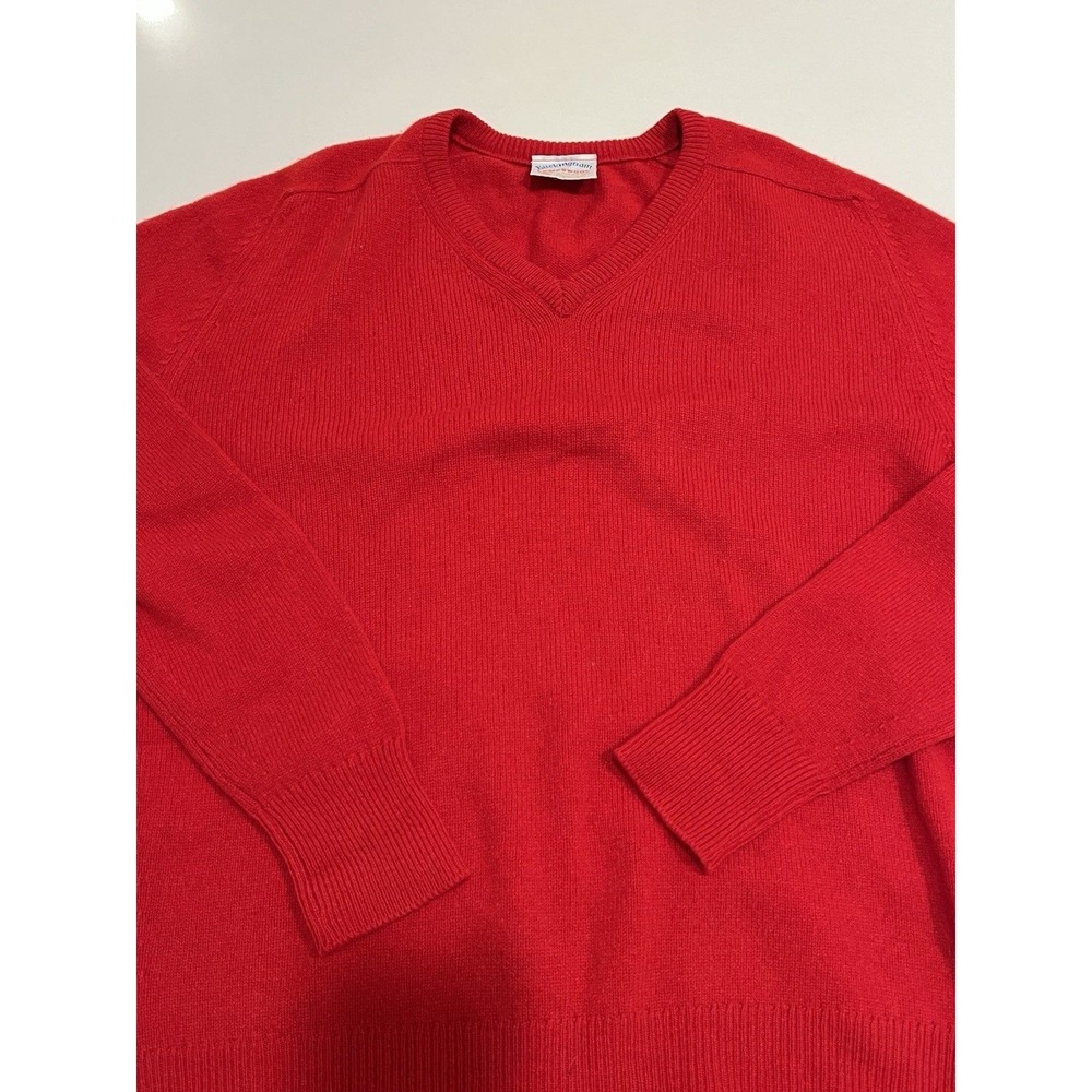Buckingham Lambswool Superwash Red V-Neck Sweater Men's 44"/112cm